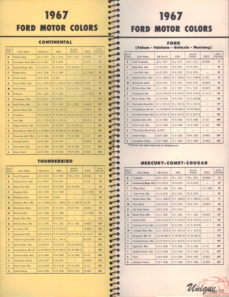 1967 Ford Paint Charts Williams 4